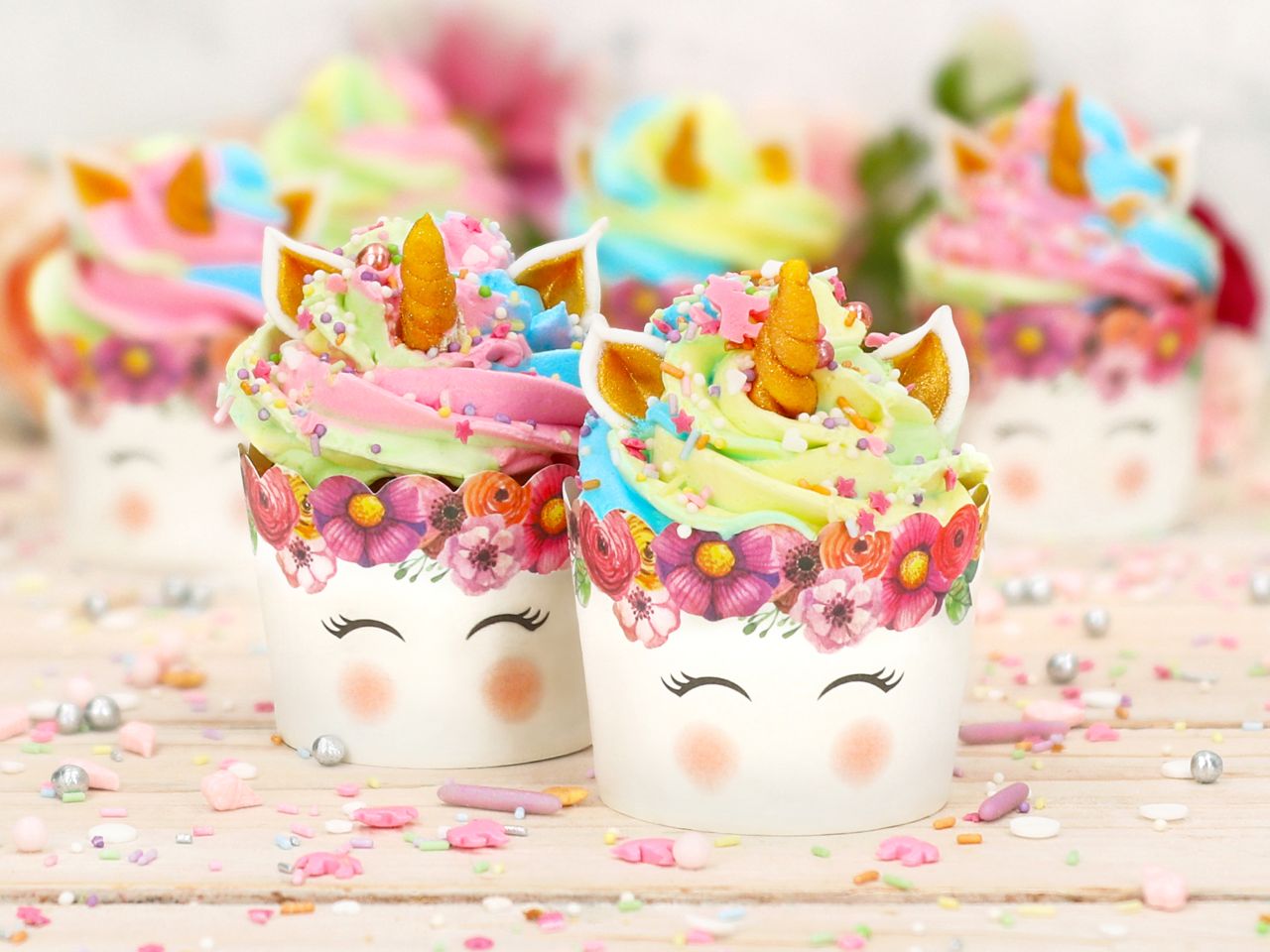 Cupcakes-Becher: Einhorn, 20 Stück à 50 x 42 mm