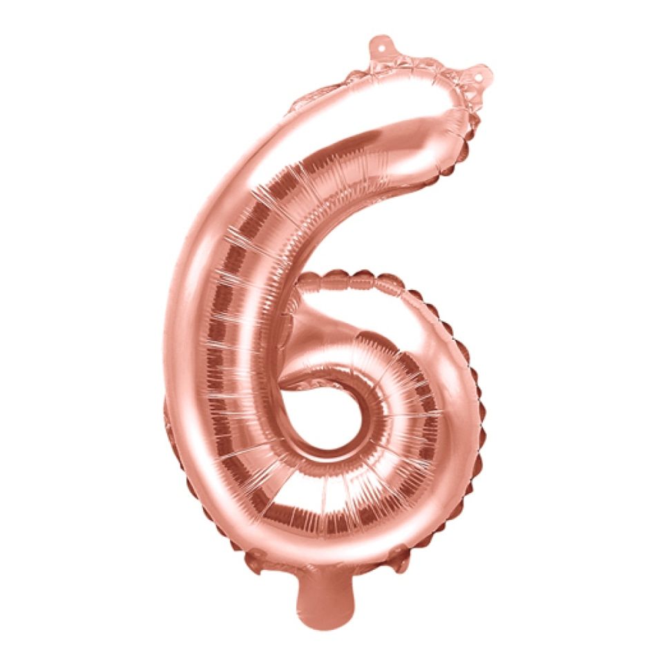 Folienballon Zahl 6 Rose Gold