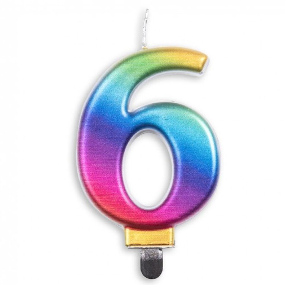 Geburtstagskerze Zahl 6 Regenbogen