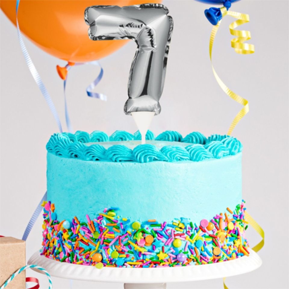 Ballon-Topper Zahl 7, Silber, 13 cm