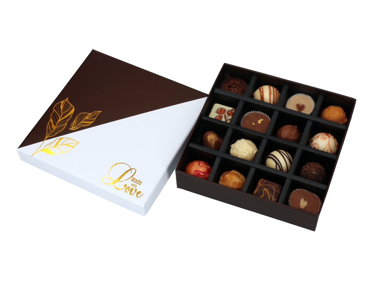Chocolate Case Golden Leaves für 16 Pralinen