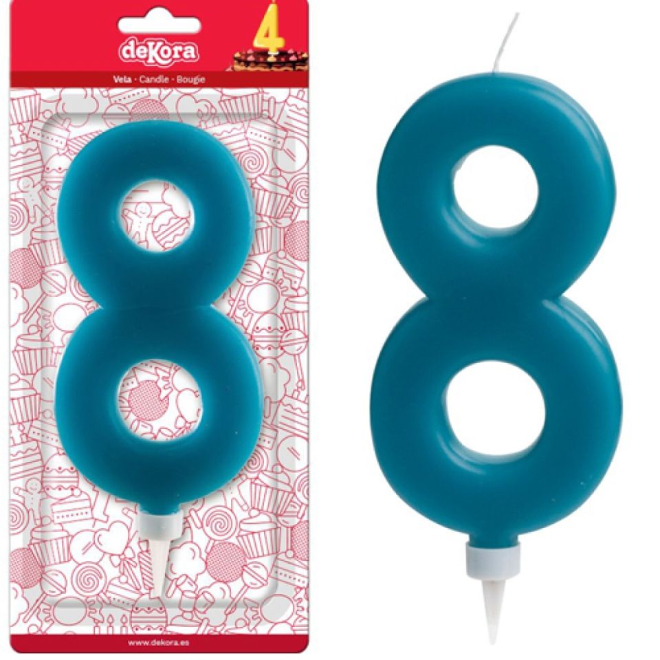 Tortenkerze XL 8, 15 cm, Blau