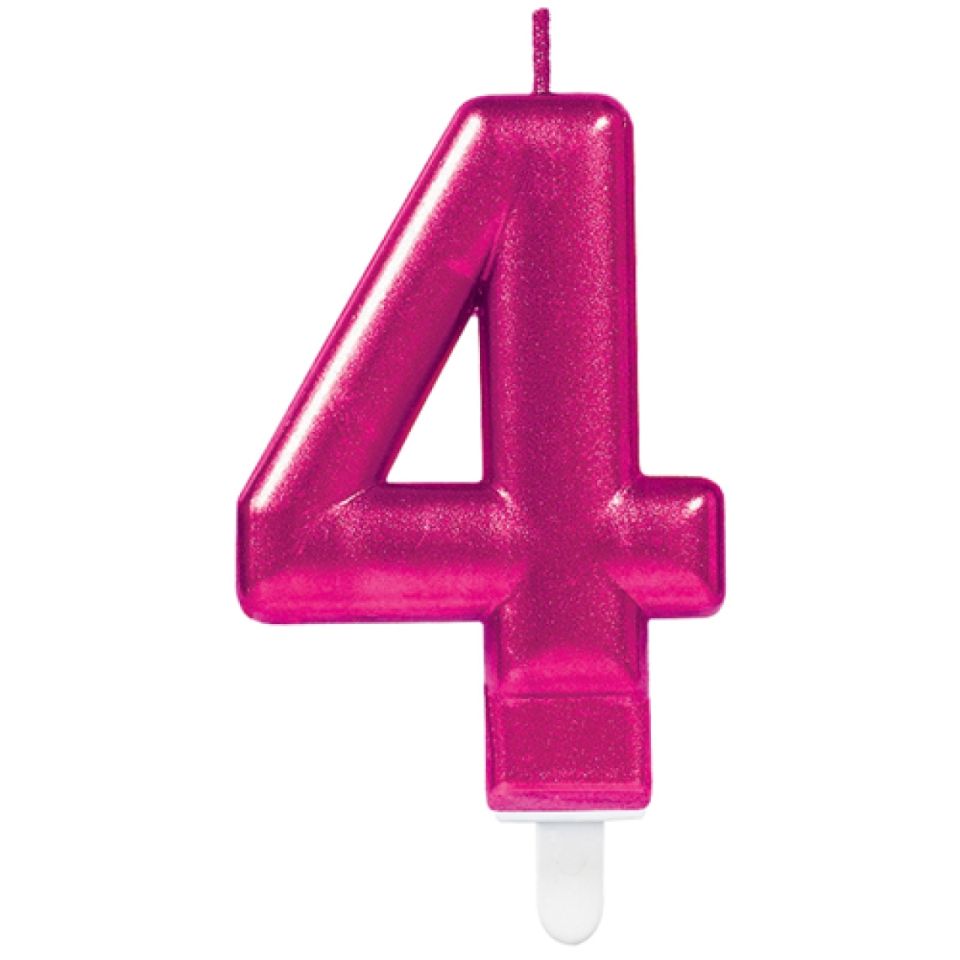 Geburtstagskerze Zahl 4, Pink, 8 cm