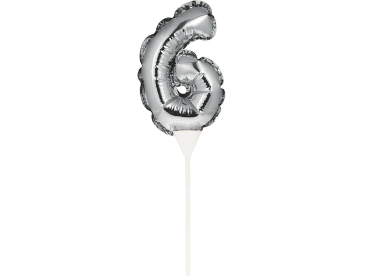 Ballon-Topper Zahl 6, Silber, 13 cm