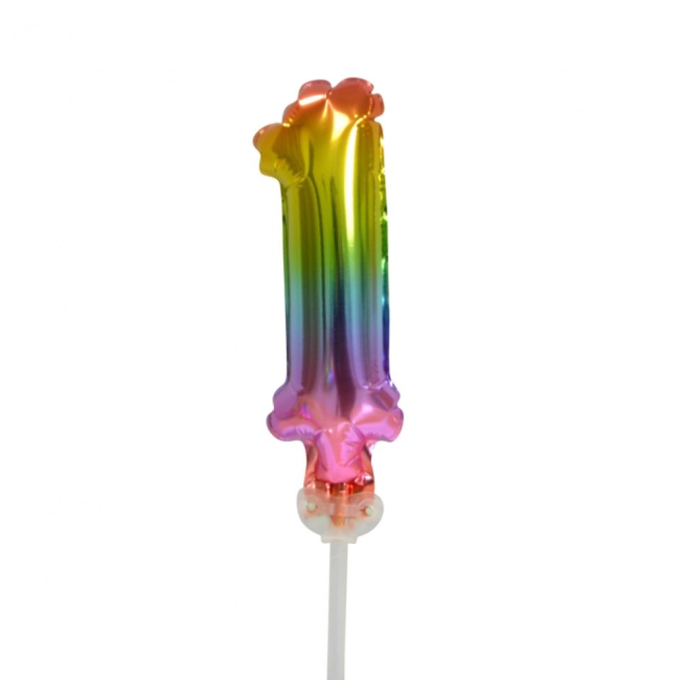 Ballon-Topper Zahl 1 Regenbogen