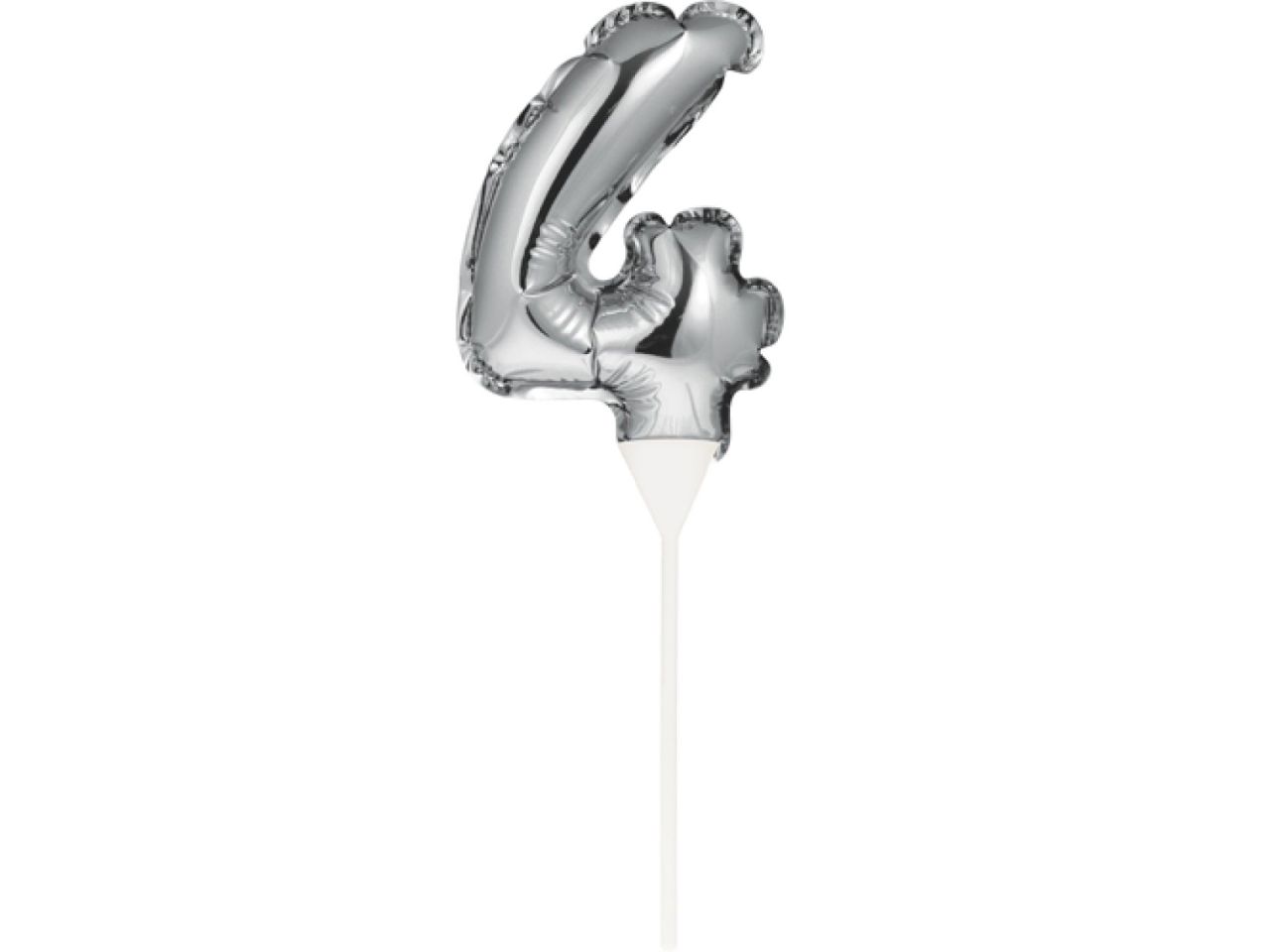 Ballon-Topper Zahl 4, Silber, 13 cm