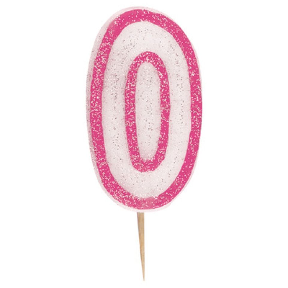 Geburtstagskerze, glitzer pink, rosa, 0