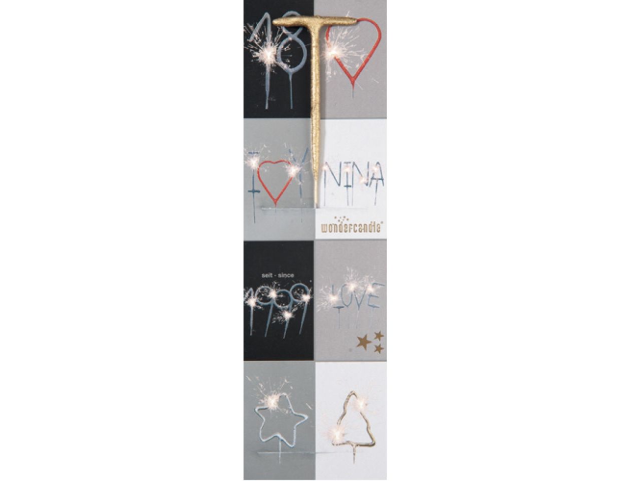 Wunderkerze T, Gold, 18 cm