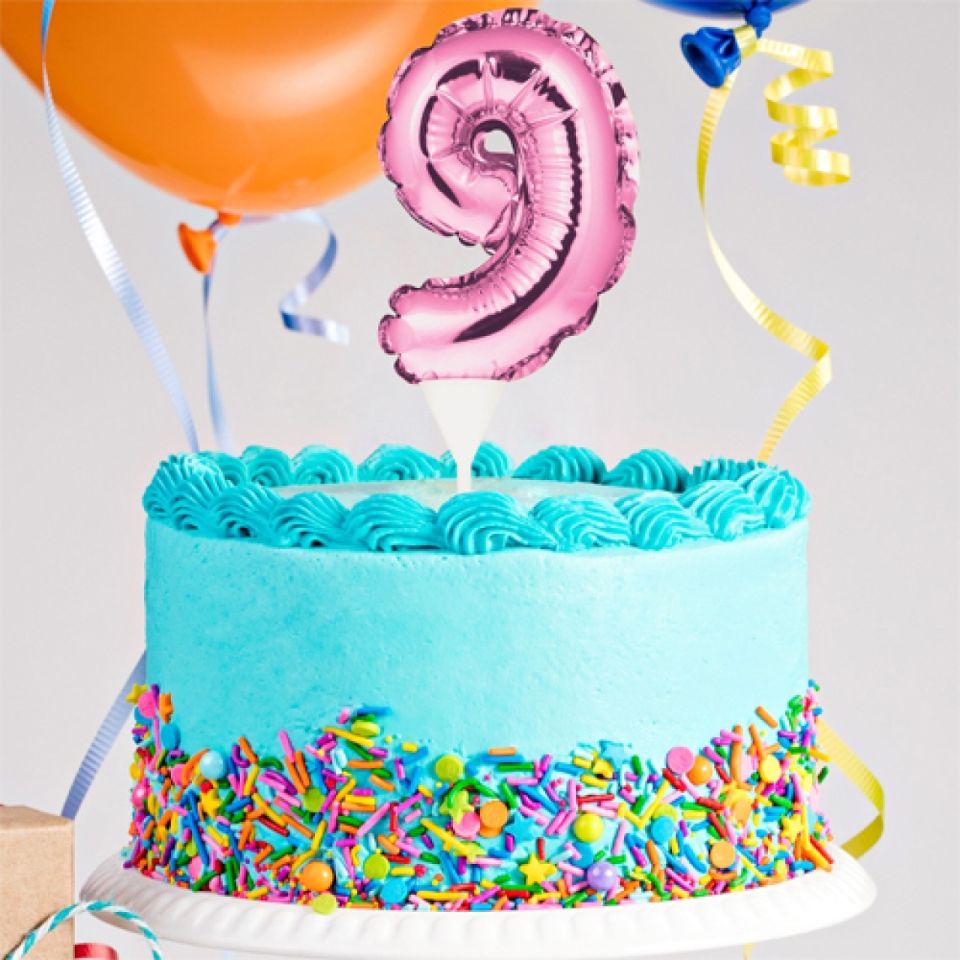 Ballon-Topper Zahl 9, Pink, 13 cm