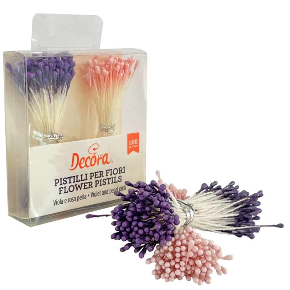 Decora Deko-Blütenpollen-Set, Stamen, rosa & lila, 288 Stck.