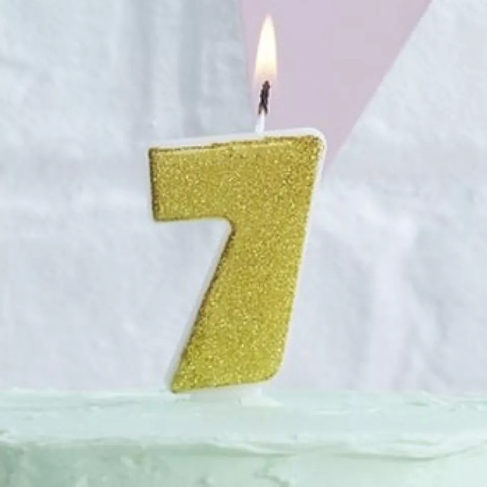 Geburtstagskerze, zahlenkerze, 7, Gold
