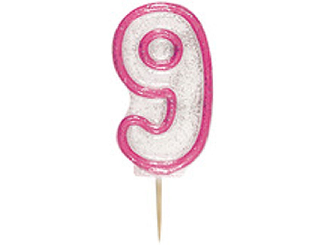 Geburtstagskerze, glitzer pink, rosa, 9
