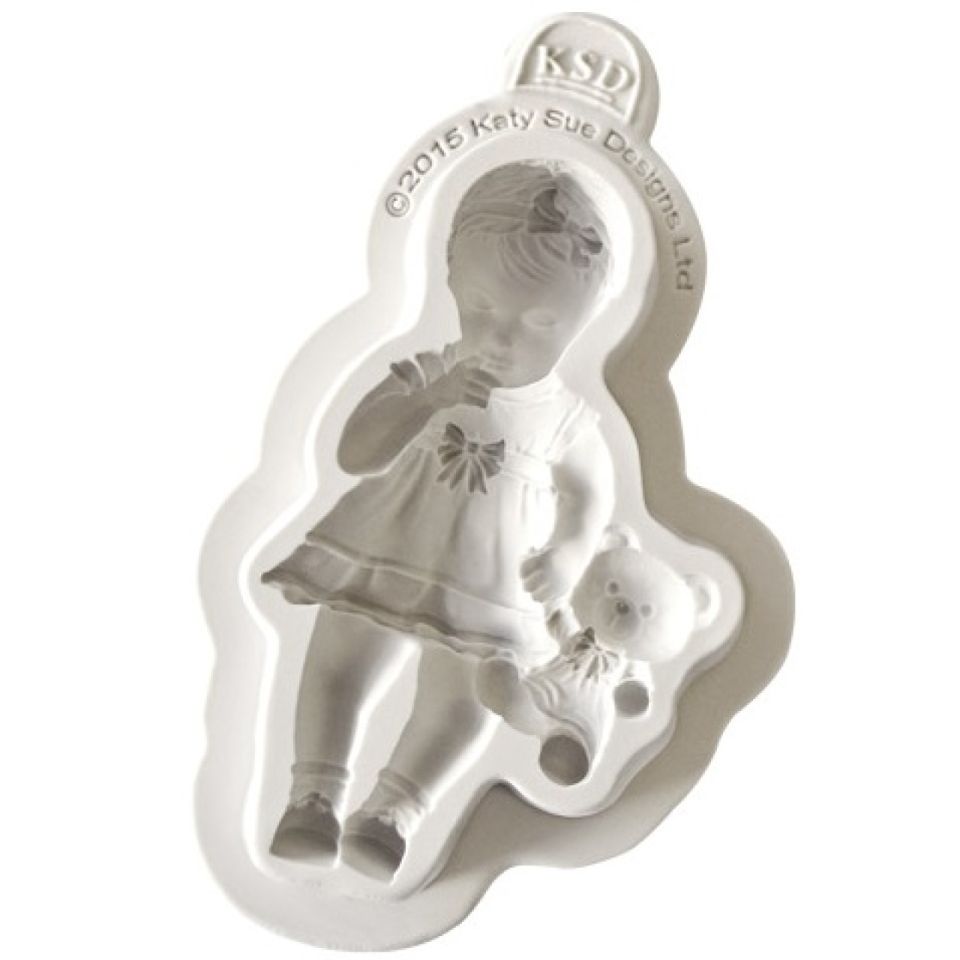 Fondantform Baby-Mädchen mit Teddy 9 cm