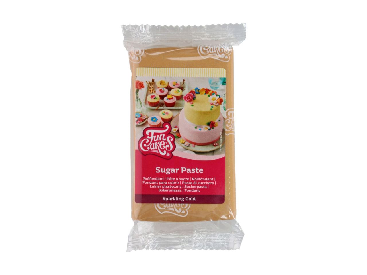 FunCakes Fondant -sparkling gold- 250g, Dekormasse