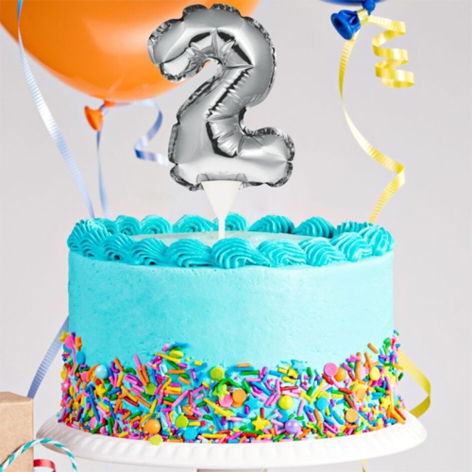 Ballon-Topper Zahl 2, Silber, 13 cm