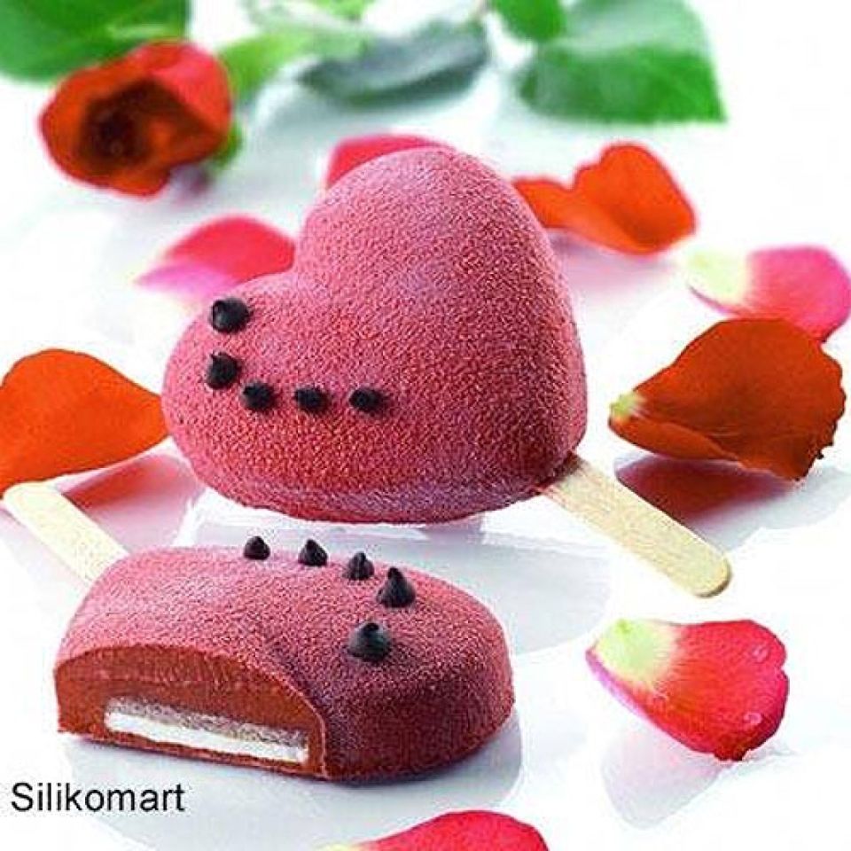 Silikomart Eisformen Herzen 9,1cm inkl. Holzstiele