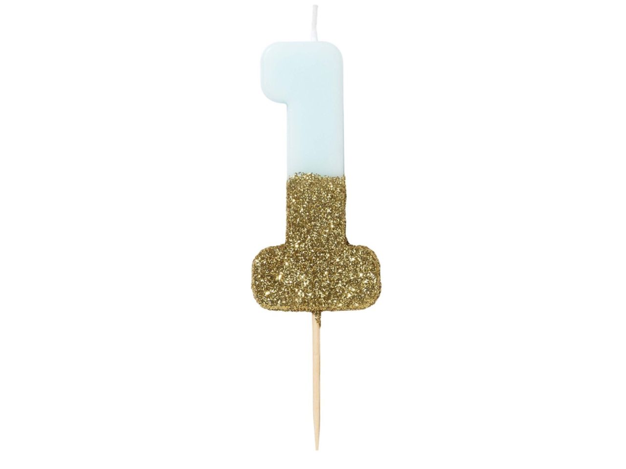 Geburtstagskerze 1 Blau Gold Glitzer