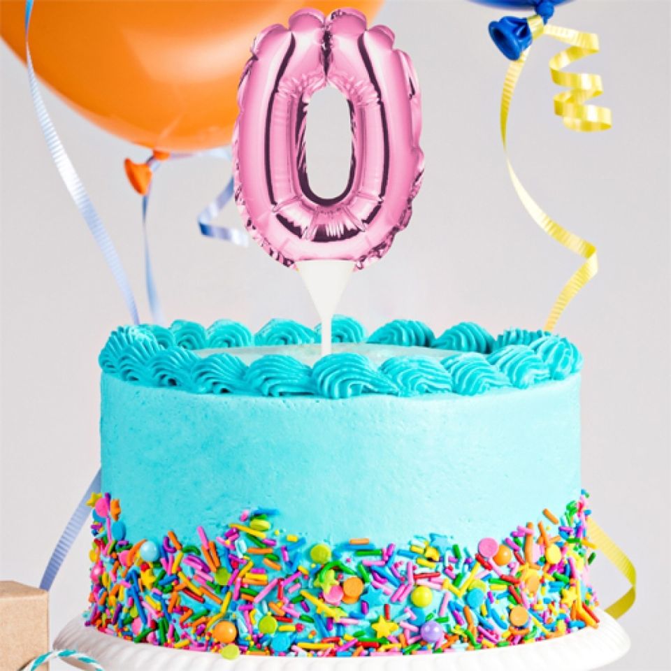 Ballon-Topper Zahl 0, Pink, 13 cm