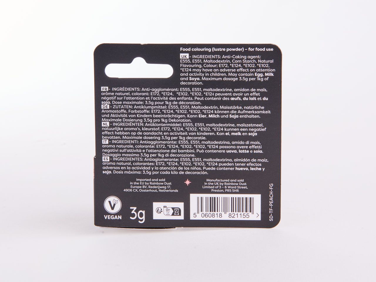 Rainbow Dust: Lebensmittelfarbpulver metallic Peach 3g