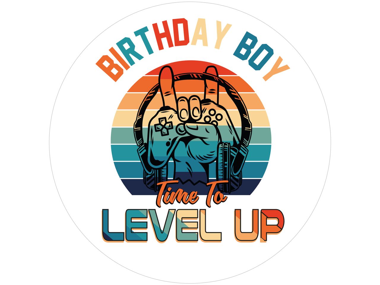 Tortenaufleger Birthday Boy - Time To Level Up, rund 20cm