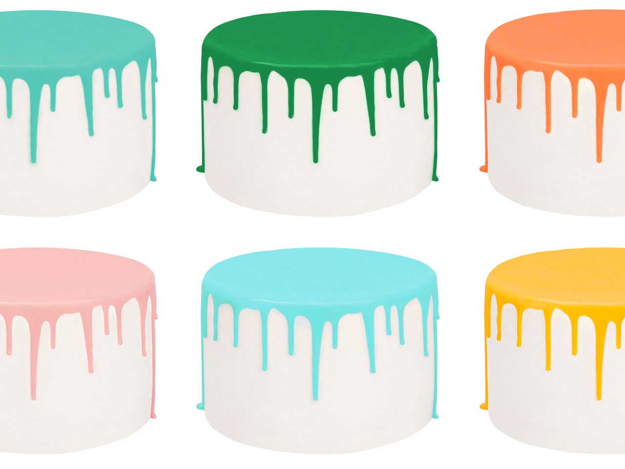 Drip Cake-Glasur Farbzauber Set, 7 Farben, inkl. Spritzflasche, 7 x 250 g