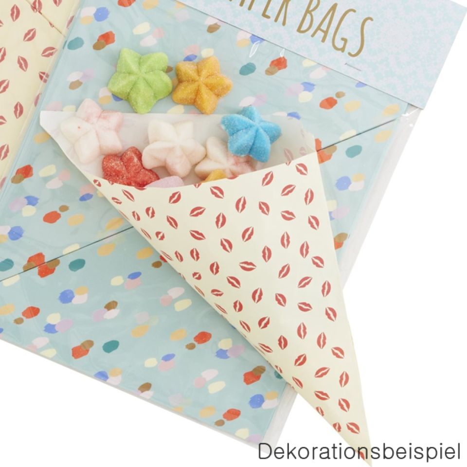 20 Papier Spitztüten Rote Lippen