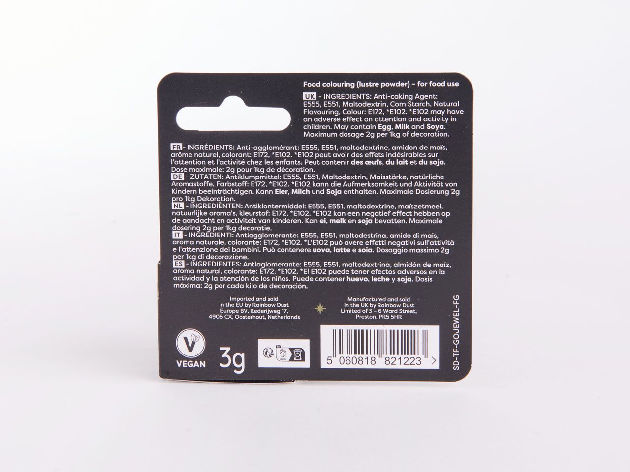 Rainbow Dust: Lebensmittelfarbpulver metallic Golden Jewel 3g