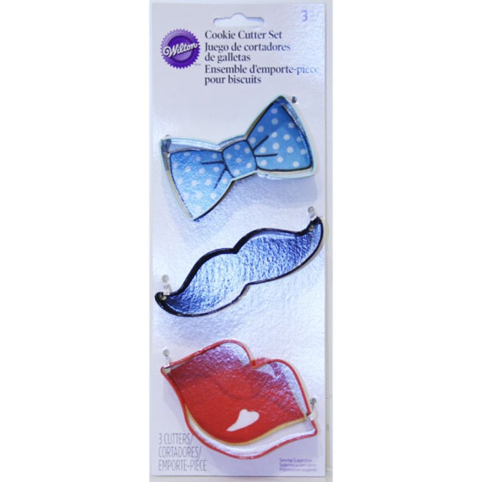Wilton Ausstecher Bart & Schleife, Ausstechformen 3er-Set