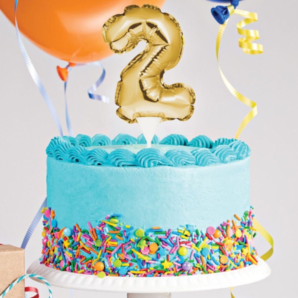 Ballon-Topper Zahl 2, Gold, 13 cm