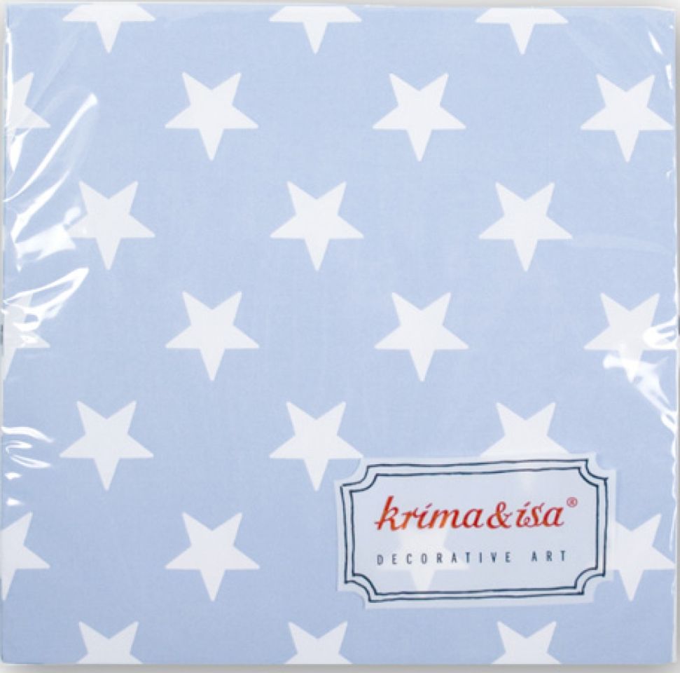 Krima Isa Papierservietten Sterne, blau 33x33 cm