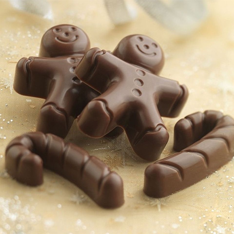 Silikomart Silikonform für Schokolade Gingerbread man & Zuckerstange