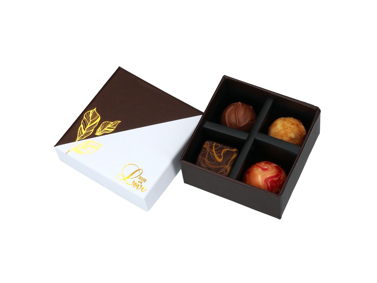 Chocolate Case Golden Leaves für 4 Pralinen