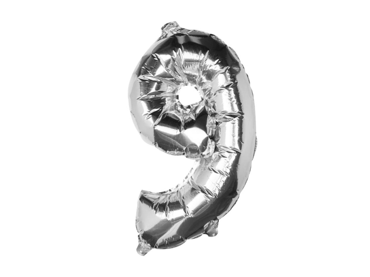Folienballon Zahl 9, Silber, 40 cm
