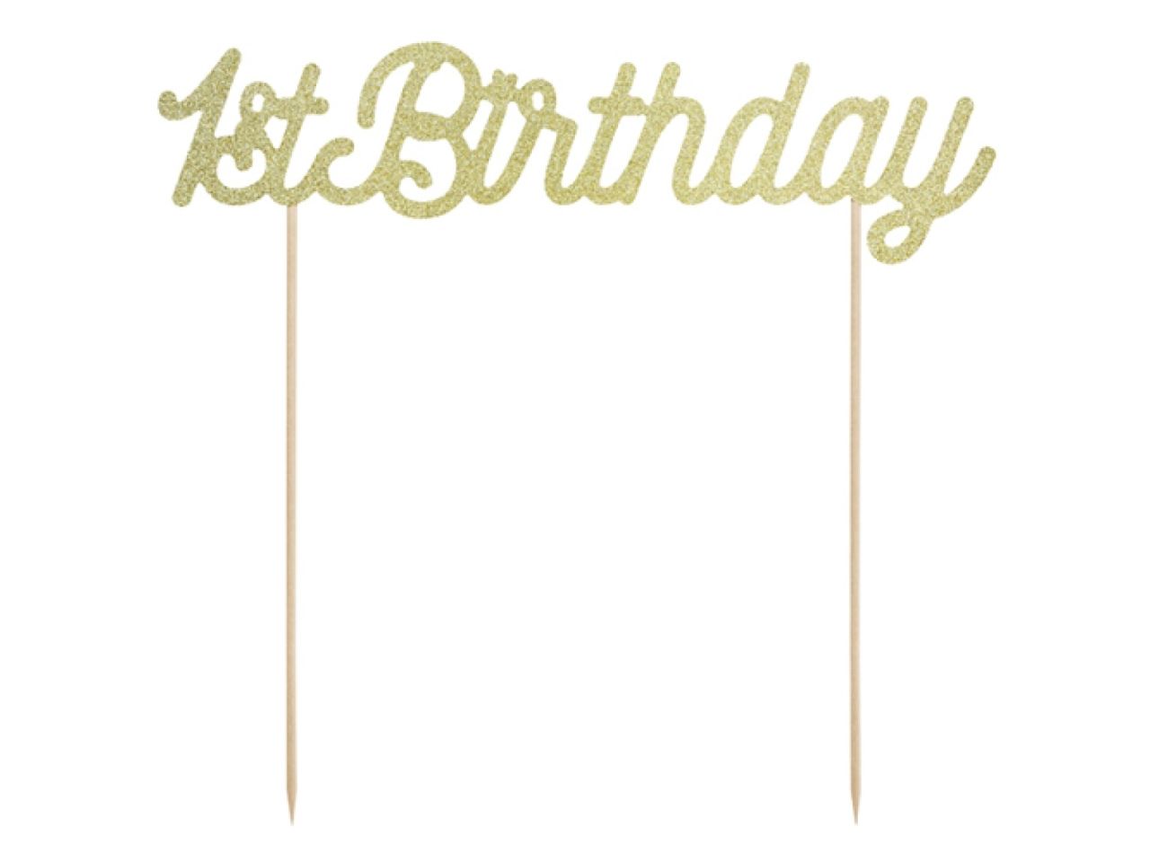 Tortendeko 1st Birthday, Gold, 21 cm