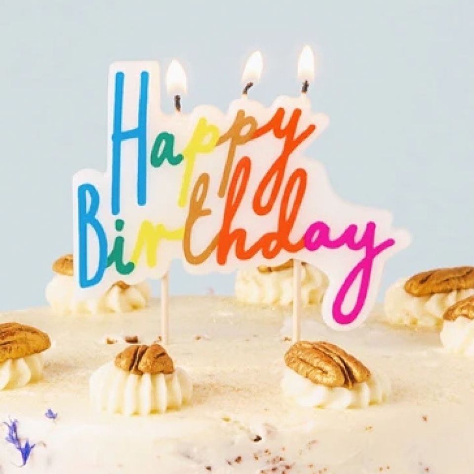 Geburtstagskerzen - HAPPY BIRTHDAY, Regenbogen