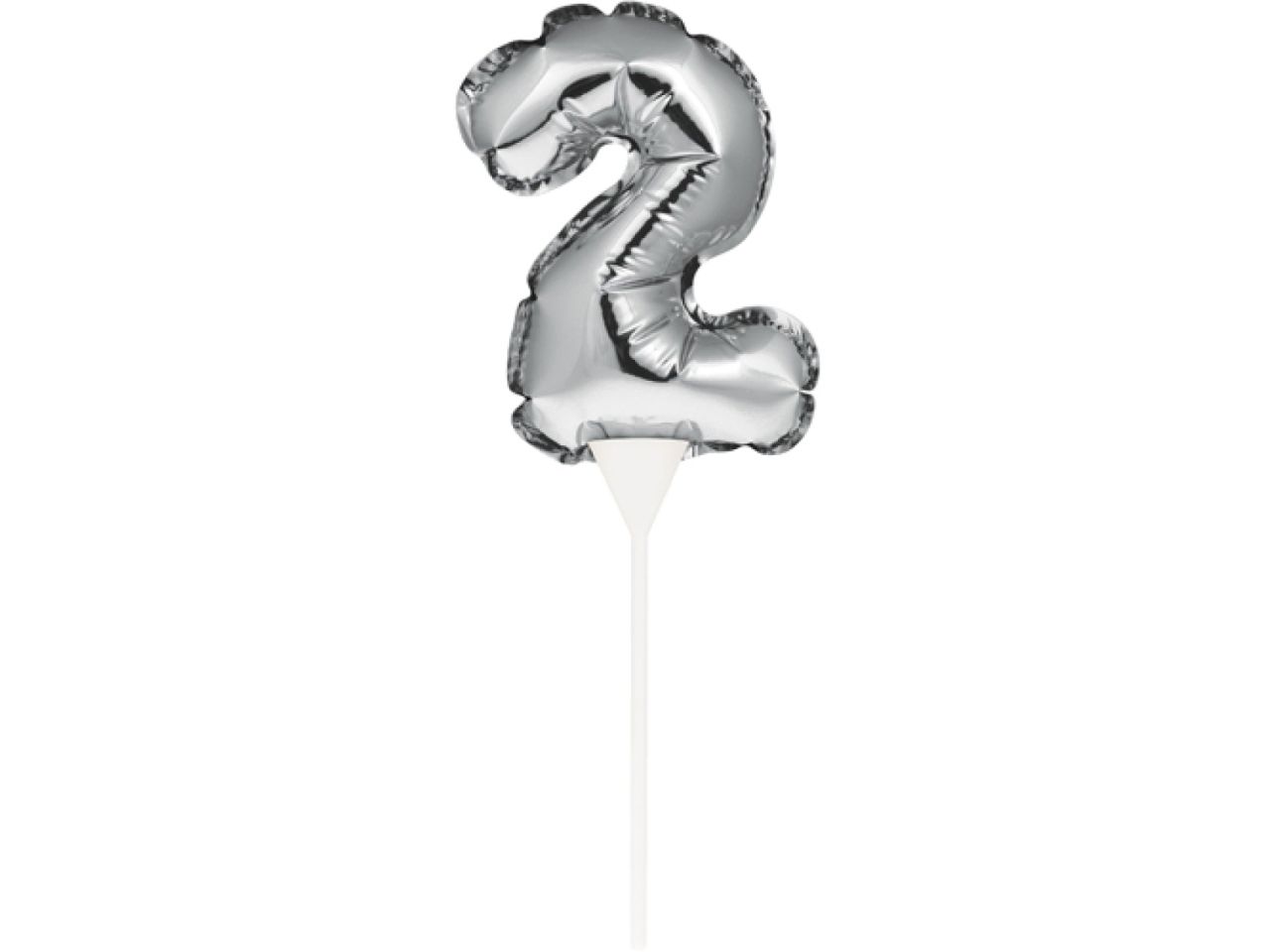 Ballon-Topper Zahl 2, Silber, 13 cm