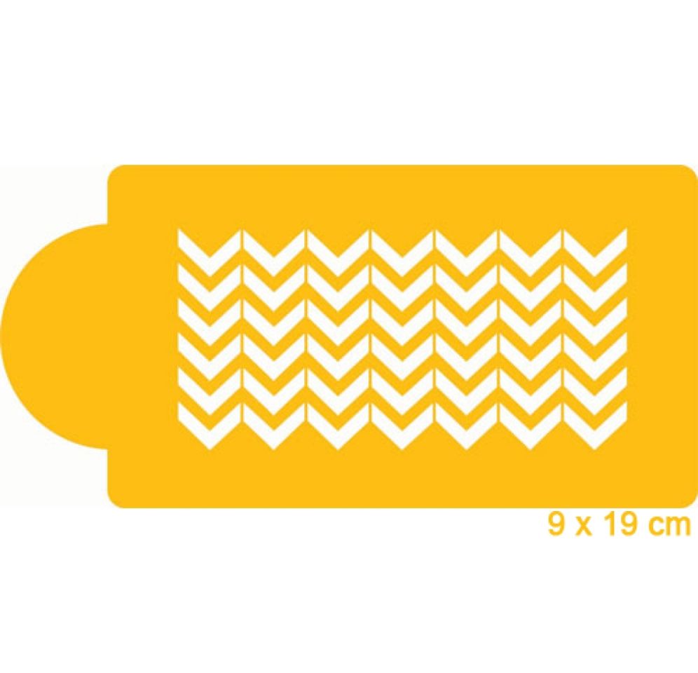 Schablone für Verzierung an Tortenseiten, Chevron, 19 cm