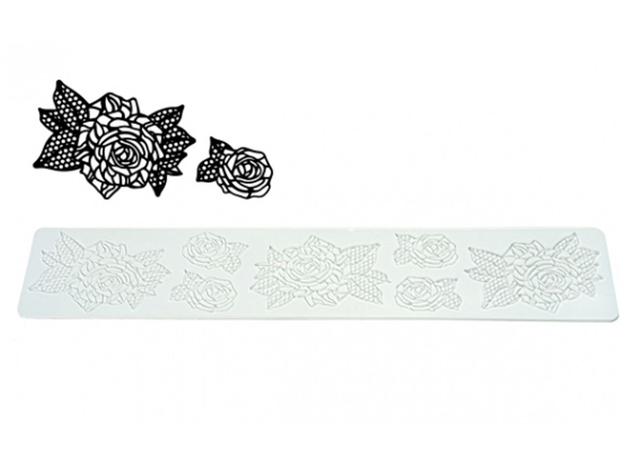 Silikomart Tricot Decor Tortenspitze 40x8 cm, Rosen