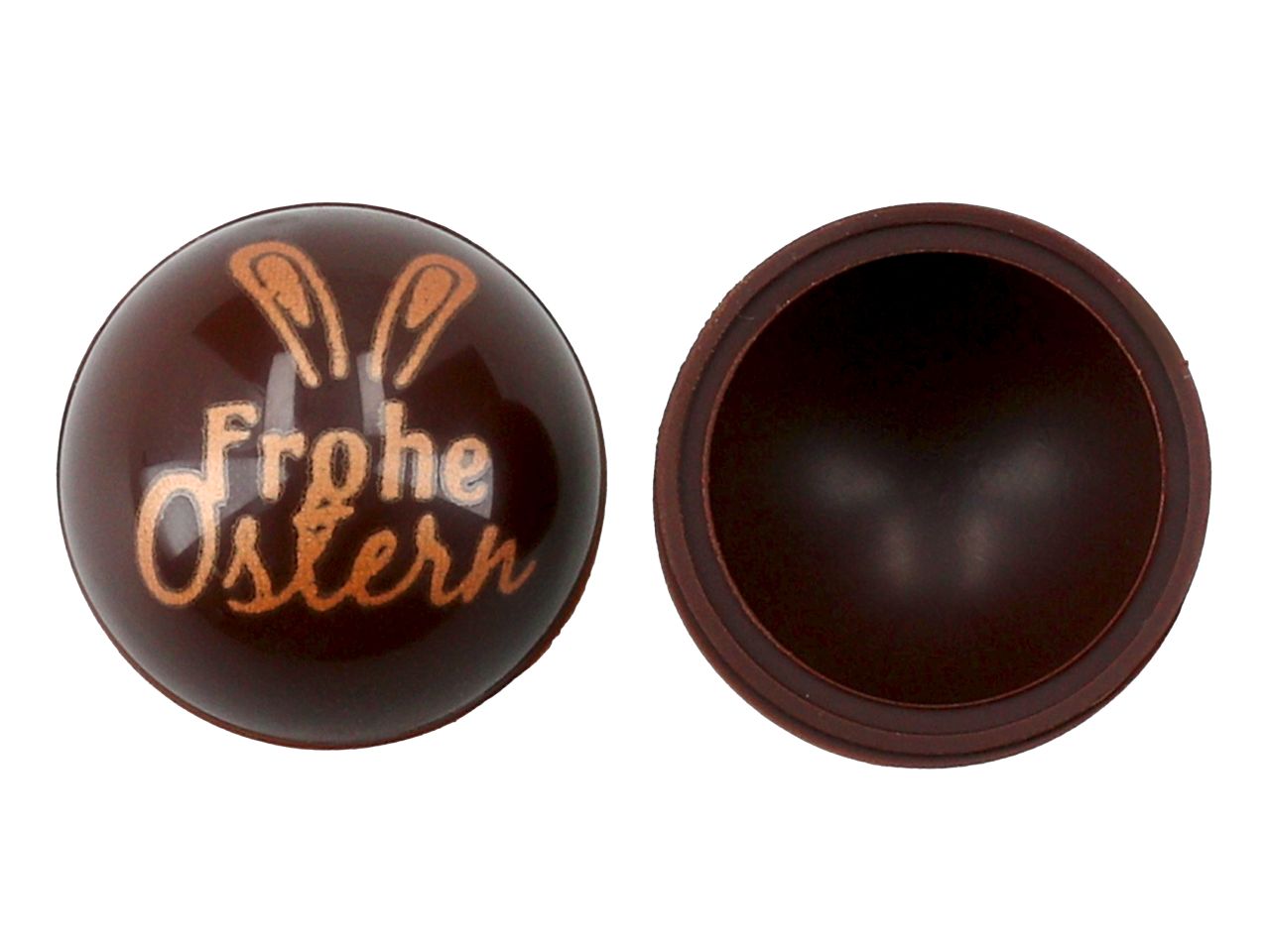 1 Folie Halbschale Zartbitter Frohe Ostern Hasenohren 40 Stück