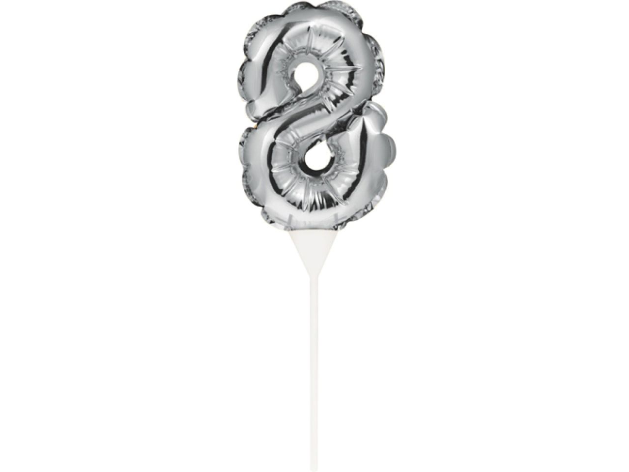 Ballon-Topper Zahl 8, Silber, 13 cm