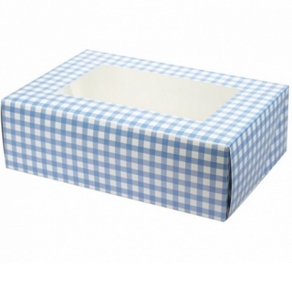 Culpitt Cupcake-Box, für 6 Cupcakes, karo, blau, 2 Stk, im Set