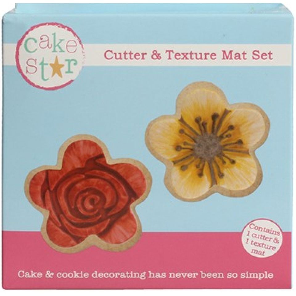 Fondant Ausstecher & Textur Matte Set Blumen
