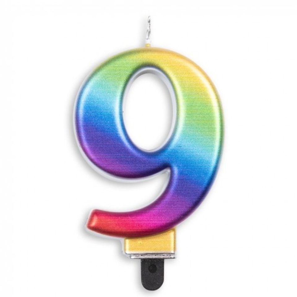 Geburtstagskerze Zahl 9 Regenbogen
