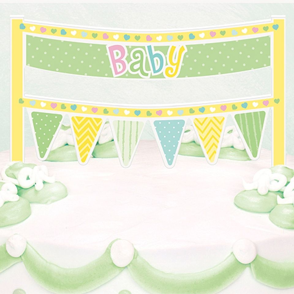 Torten Dekoration Baby Shower 15x20 cm, pastell