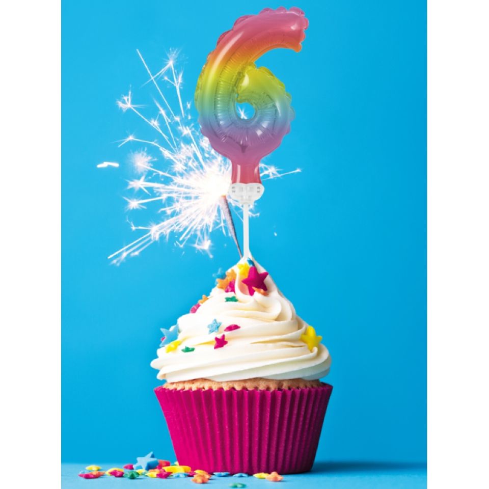Ballon-Topper Zahl 6 Regenbogen