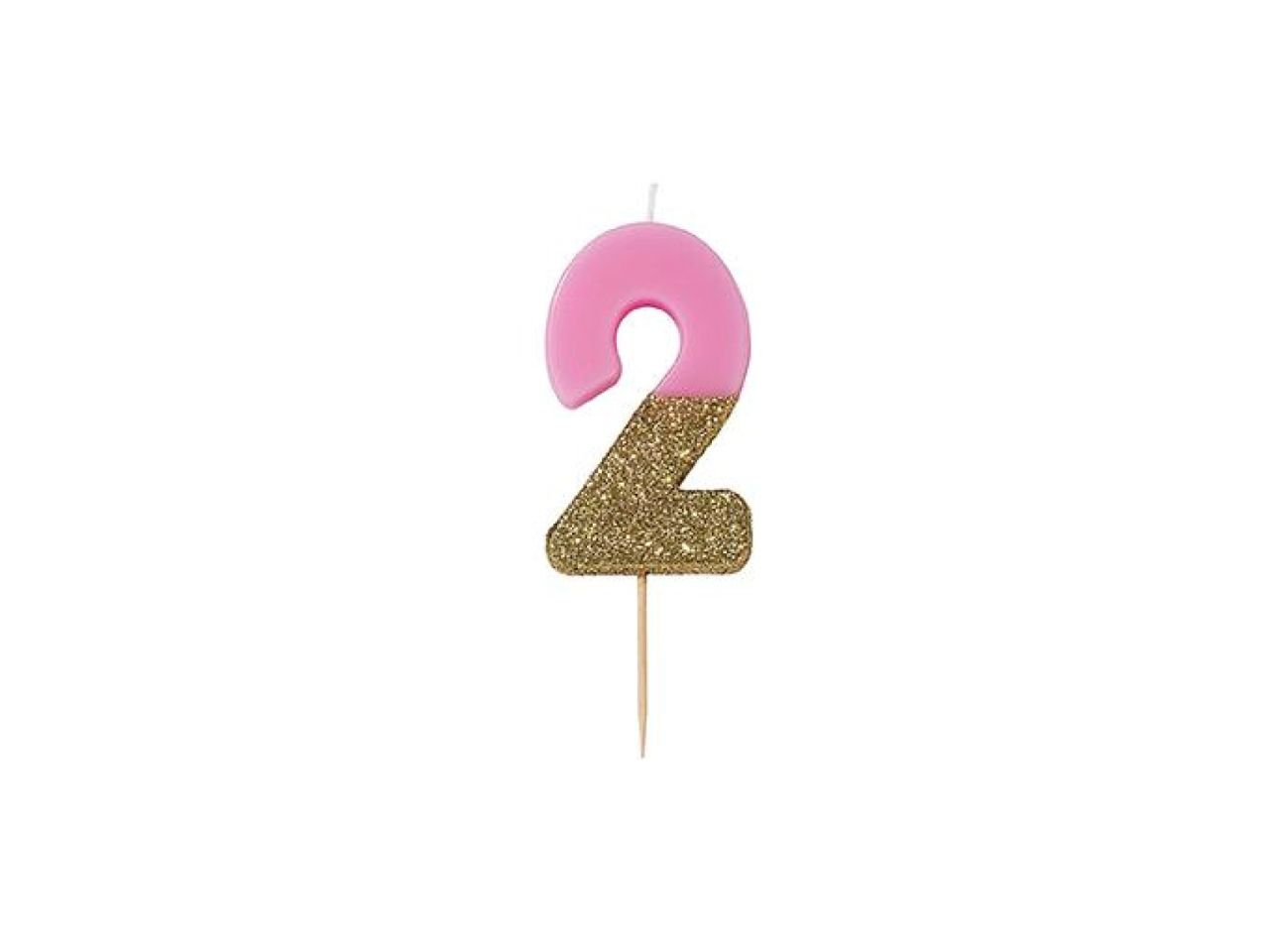 Geburtstagskerze 2, Rosa Gold Glitzer