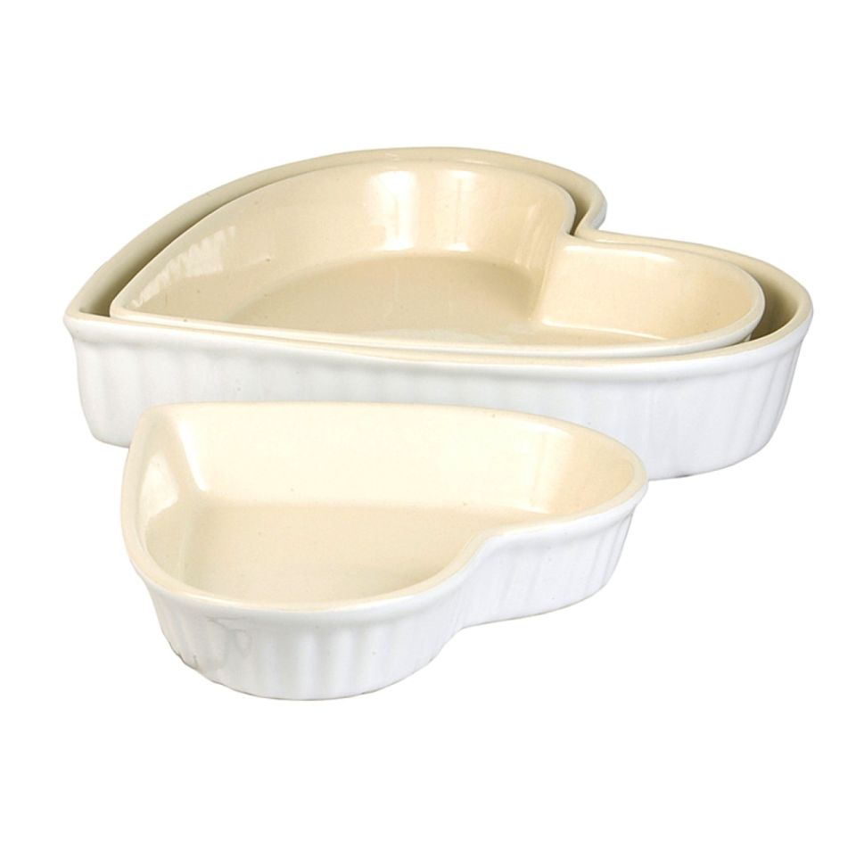 Keramik Herz-Backformen Set Mynte Weiß