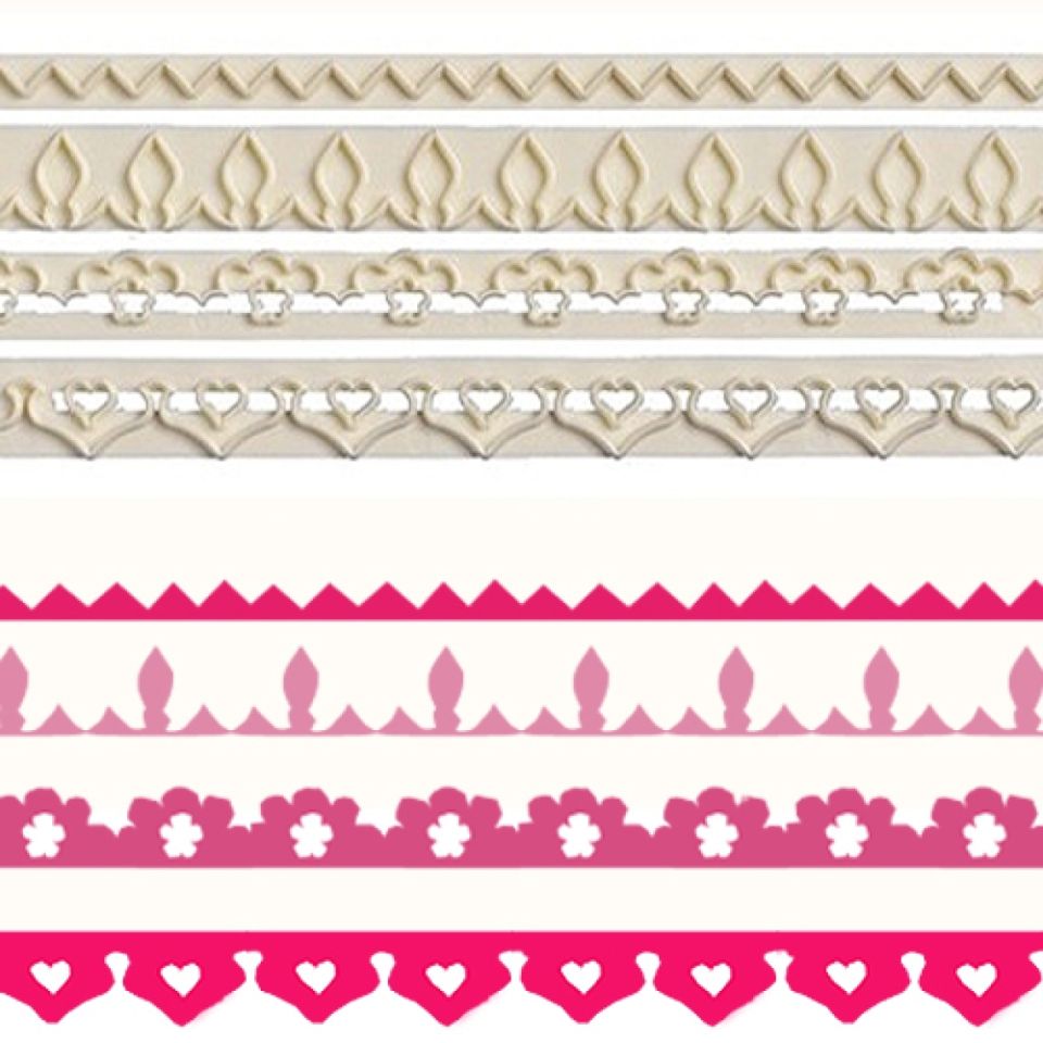 FMM Ausstecher für Fondant & Blütenpaste nr. 2, Dekorrand-Set, 4er
