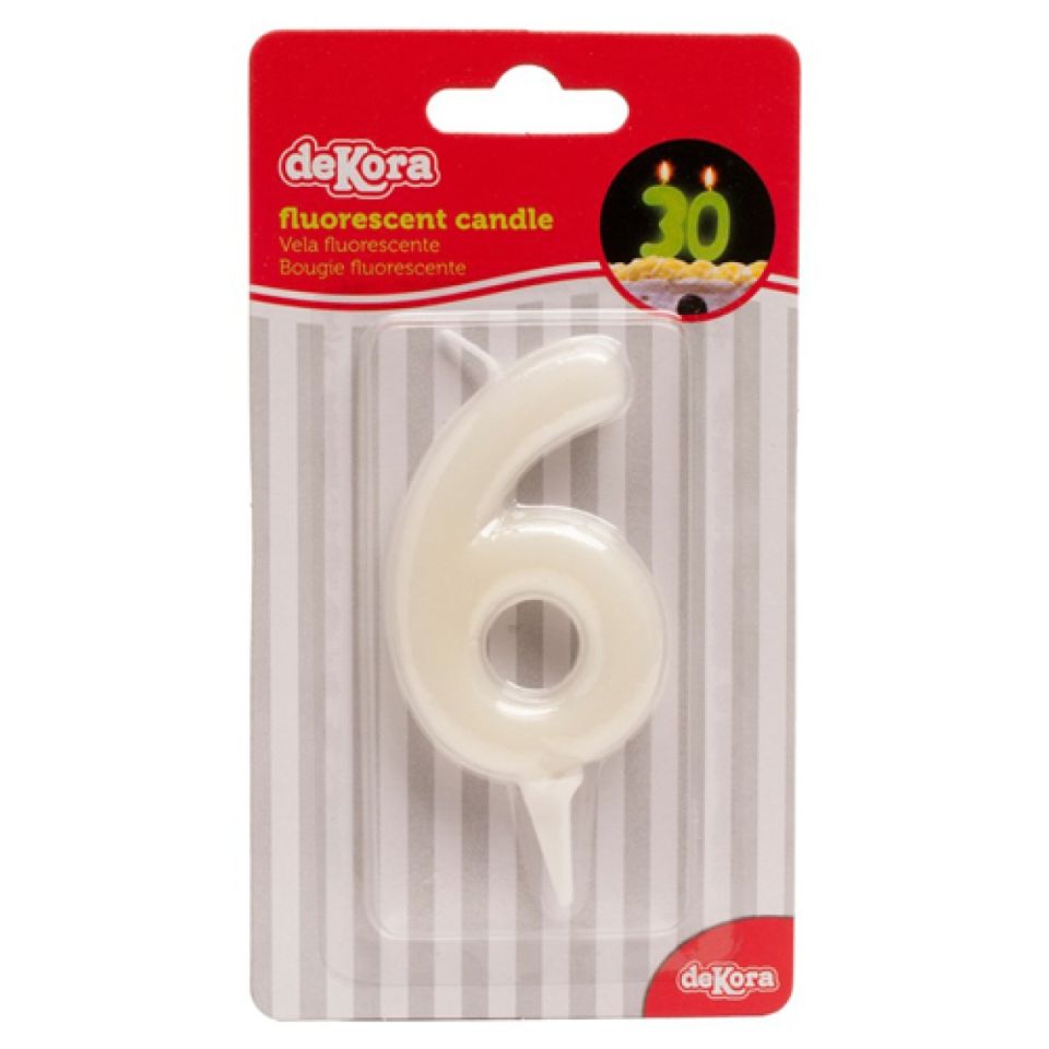 Tortenkerze 6, 6 cm, fluoreszierend