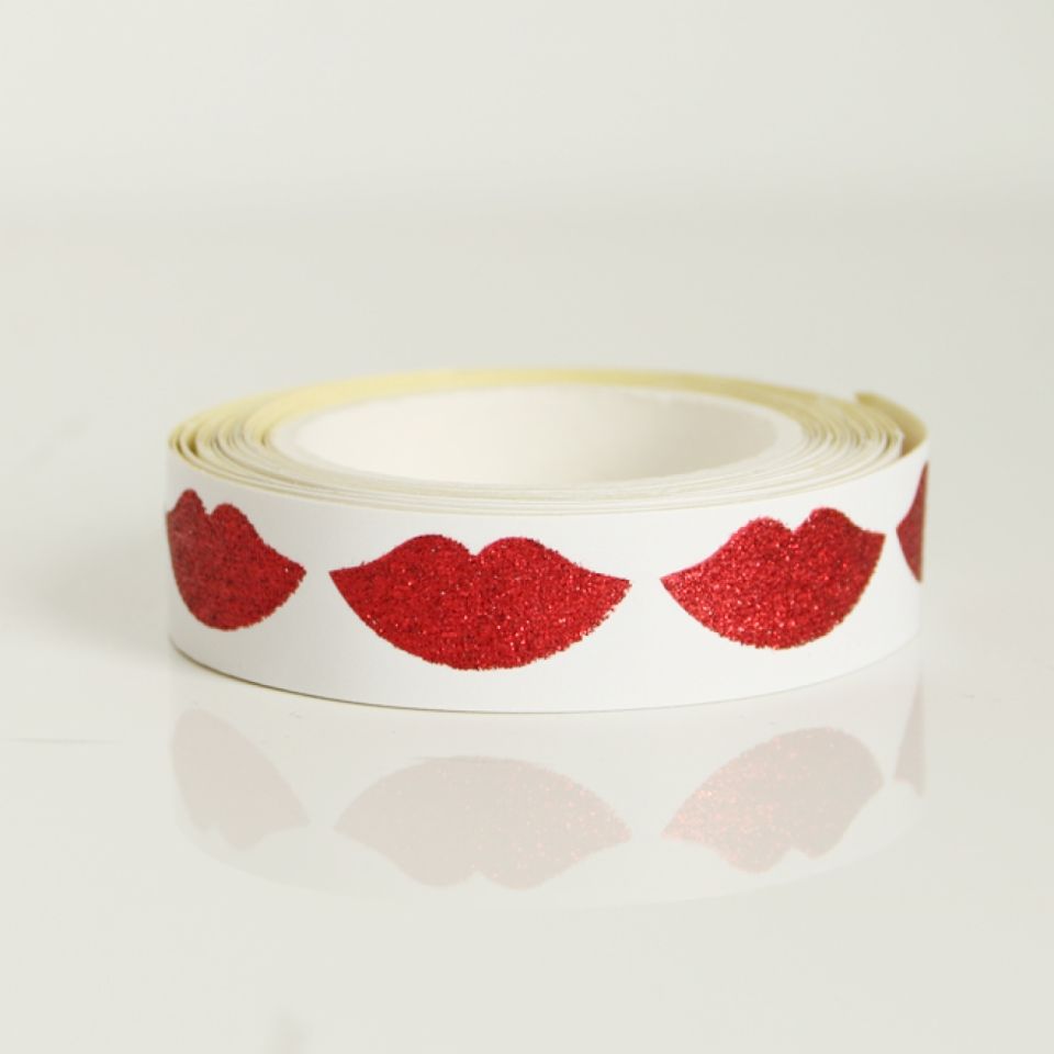 Meri Meri Klebeband Lippe, rot, glitzer 2,7 meter